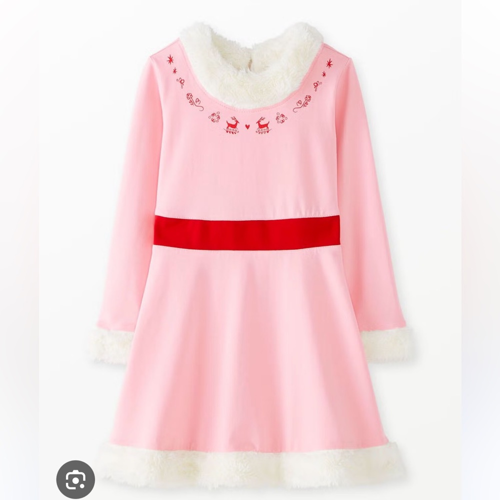 Hanna Andersson ELF pink dress 6-7